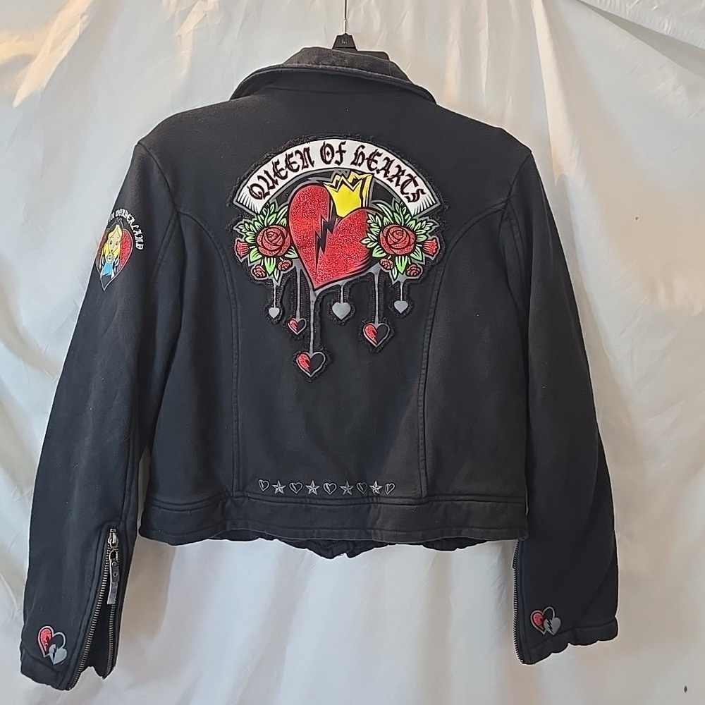 Disney Parks Alice In Wonderland Queen Of Hearts Fullzip Sweatshirt Sz L Juniors